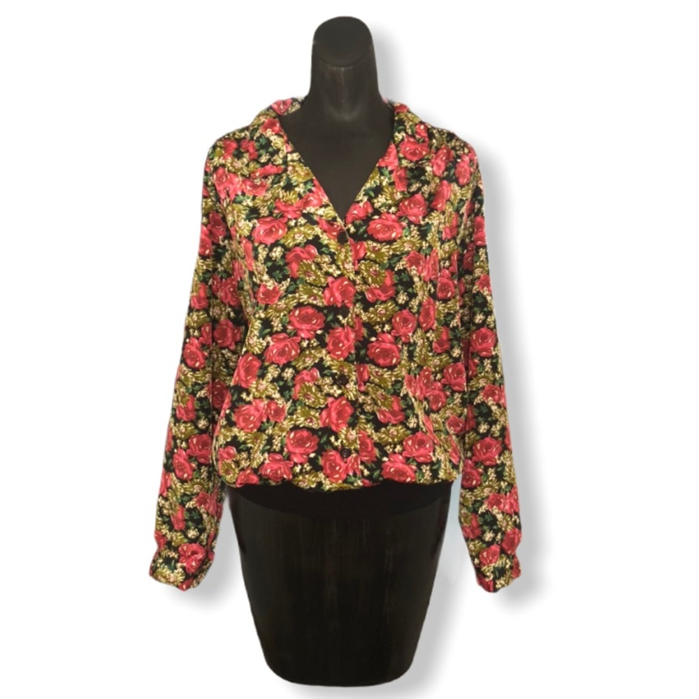 Vintage button up floral blouse